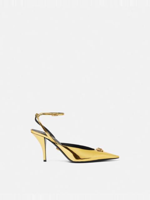VERSACE La Medusa Metallic Slingback Pumps 85 mm