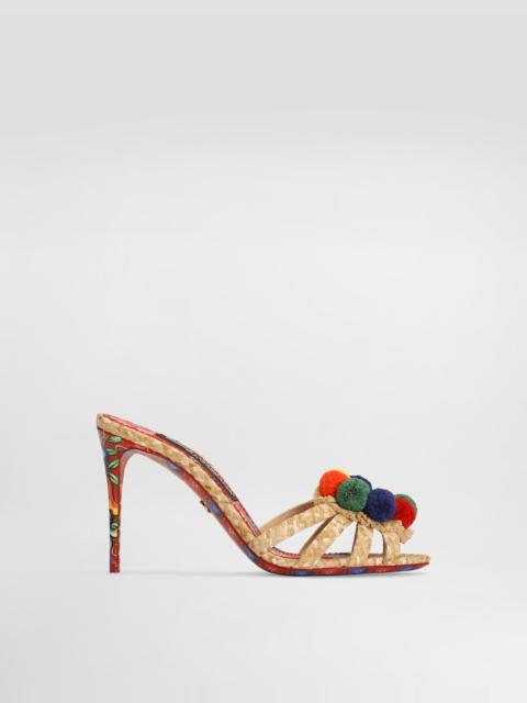 Dolce & Gabbana Raffia mules with embroidery