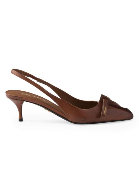Prada Women's Leather Slingback Pumps - Brown
