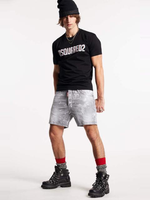 DSQUARED2 GREY SPOTTED WASH DAN COMMANDO SHORTS
