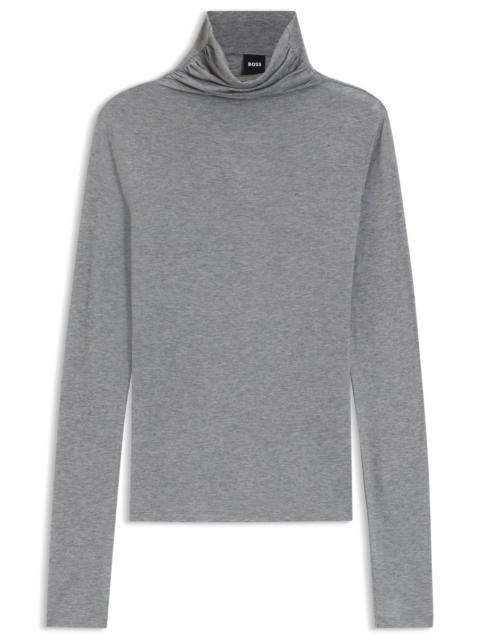 BOSS DRAPED FUNNEL-NECK TOP IN A WOOL BLEND