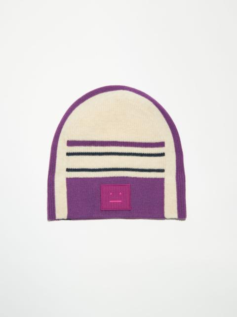 Large Face patch beanie - Oatmeal melange