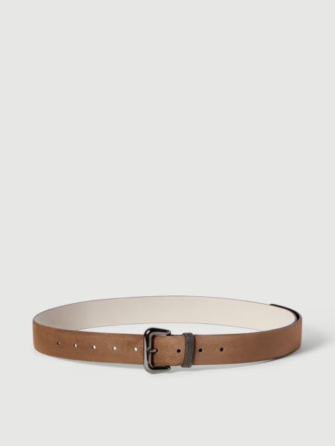 Brunello Cucinelli Suede belt with shiny loop