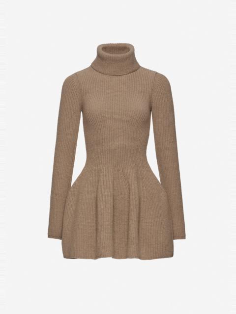 MAGDA BUTRYM Cashmere turtleneck mini dress in beige