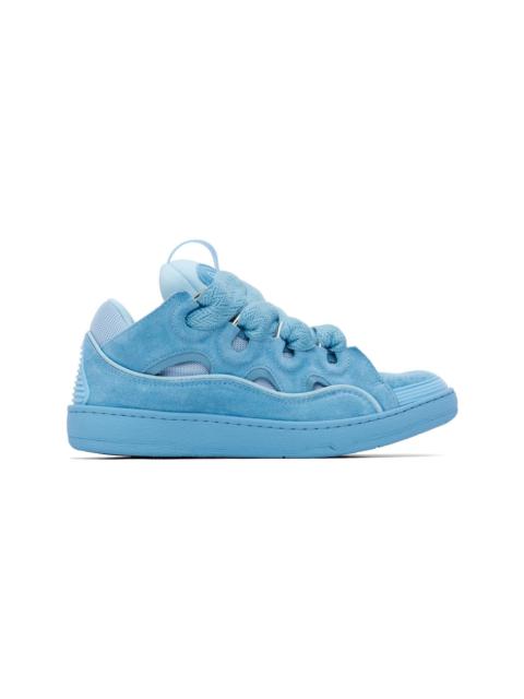 Lanvin Blue Curb Monochrome Suede Sneakers