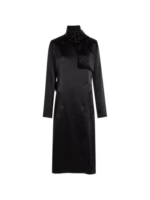 courrèges Double-breasted satin trench coat