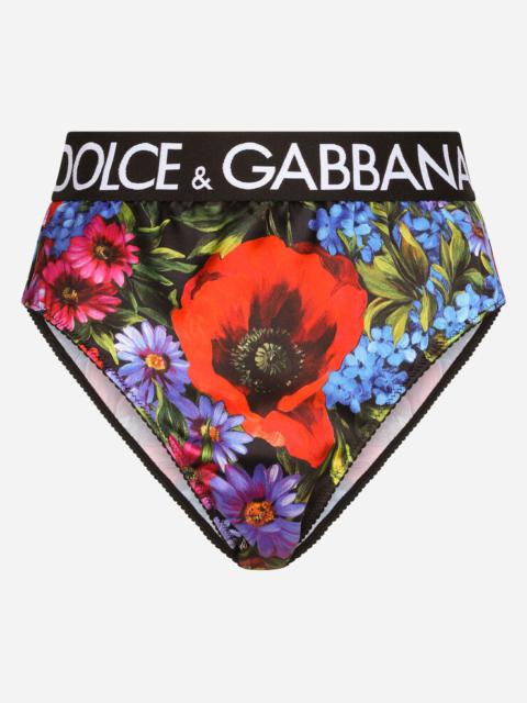 Dolce & Gabbana High-waisted satin briefs with meadow print