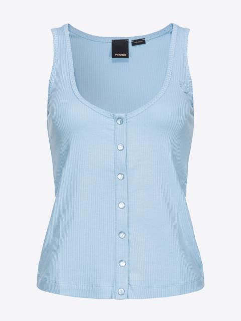 PINKO RIBBED VEST TOP WITH MOTHER-OF-PEARL BUTTONS