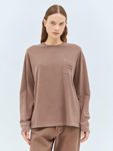 Miu Miu Long-Sleeve Logo T-Shirt