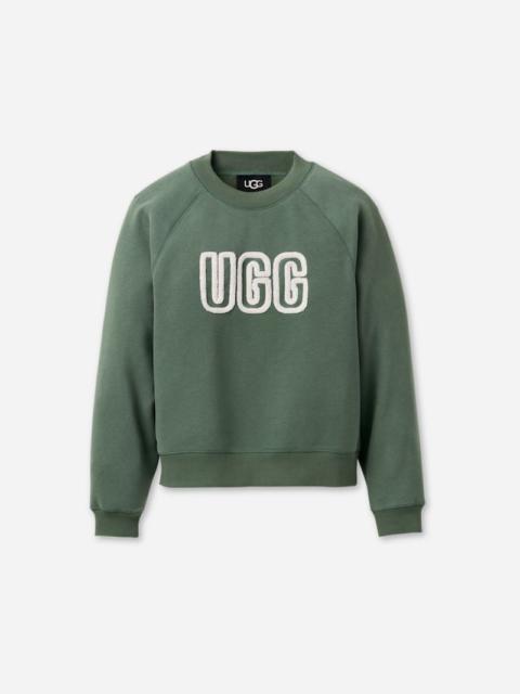 UGG ® Women's ® Logo Crewneck Cotton Blend Tops in Green Stone