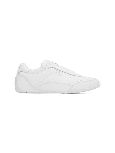 BOSS White Logo Detail Leather Sneakers