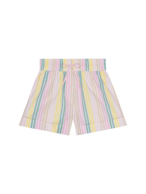 GANNI striped organic cotton shorts