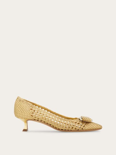 FERRAGAMO Kitten heel pump with new Vara plate