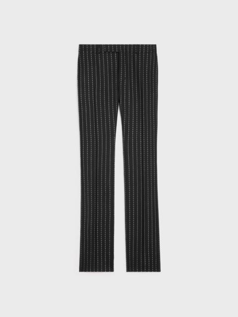 embroidered flared pants in striped wool