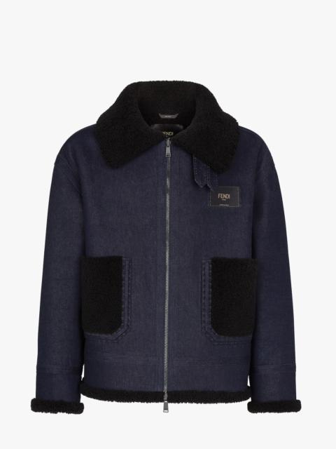 FENDI Blue denim and shearling jacket