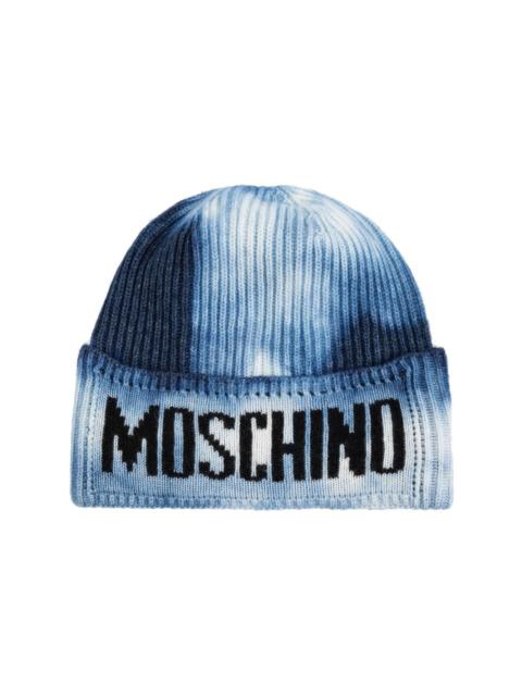 intarsia-logo knit beanie