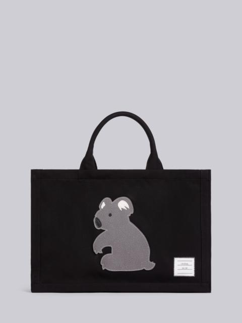 Thom Browne Black Cotton Canvas Koala Icon Applique Squared Tote