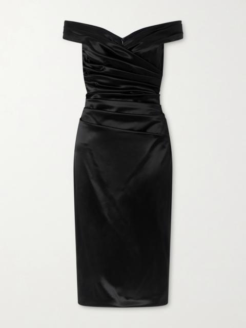 Dolce & Gabbana Off-the-shoulder Draped Satin Midi Dress