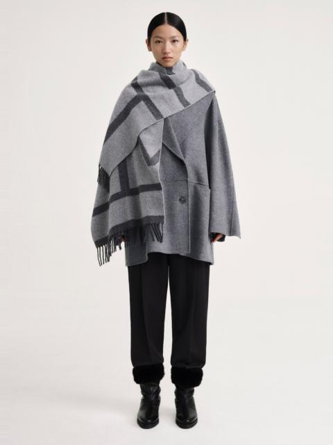 Totême Monogram jacquard wool scarf dark grey mélange