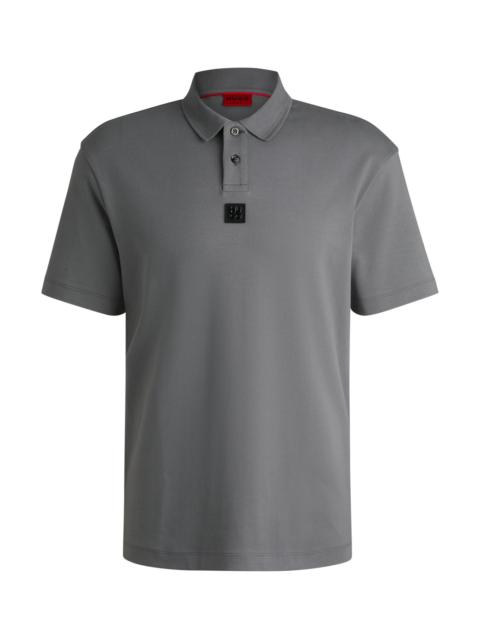 HUGO INTERLOCK-COTTON POLO SHIRT WITH STACKED LOGO
