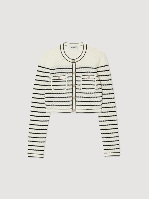 Sandro Striped cropped coatigan