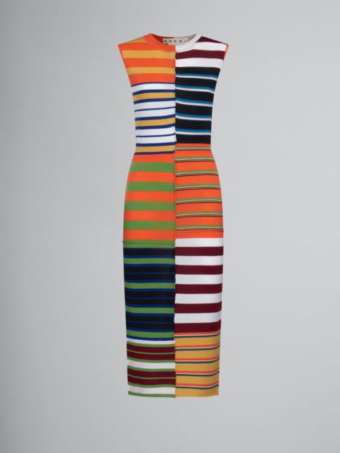 MULTICOLOURED KNIT DRESS WITH PATCHWORK STRIPES