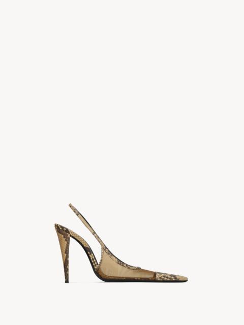 SAINT LAURENT JEMA SLINGBACK PUMPS IN MESH AND PYTHON