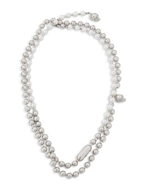 Alexander McQueen Women's Skull Pearl-Embellished Ball Chain Belt - Pearl
