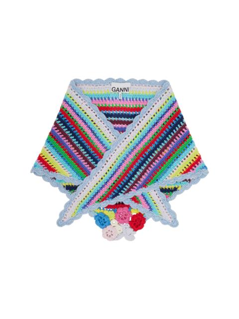 GANNI Multicolor Striped Crochet Scarf