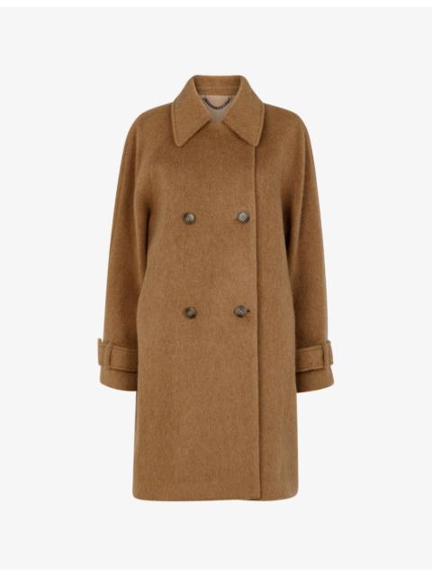 WHISTLES Short Button-Embellished Wool Coat