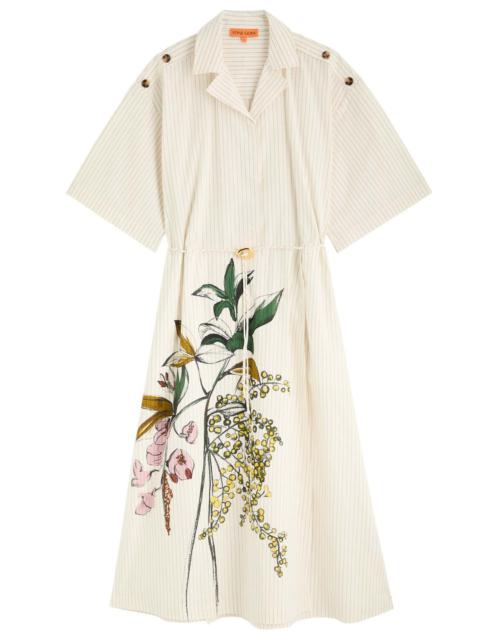 STINE GOYA Stine Goya Striped Printed Cotton Midi Shirt Dress