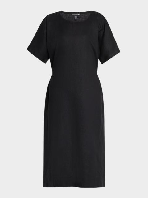 EILEEN FISHER Tie-Back Organic Linen Midi Dress