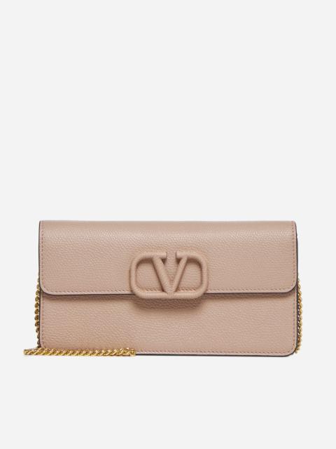 VLogo Signature leather wallet on chain