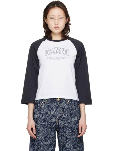 GANNI White & Black Basic Jersey Baseball T-shirt