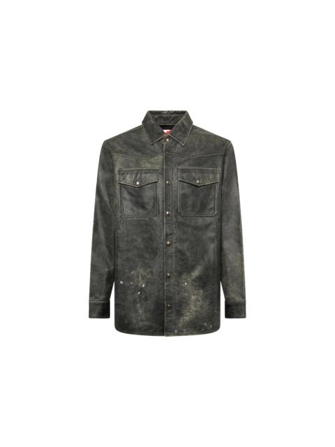 KUSIKOHC Kusikohc Black Leather Printed Shirt