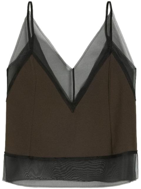 AMI Paris V-neck semi-sheer top