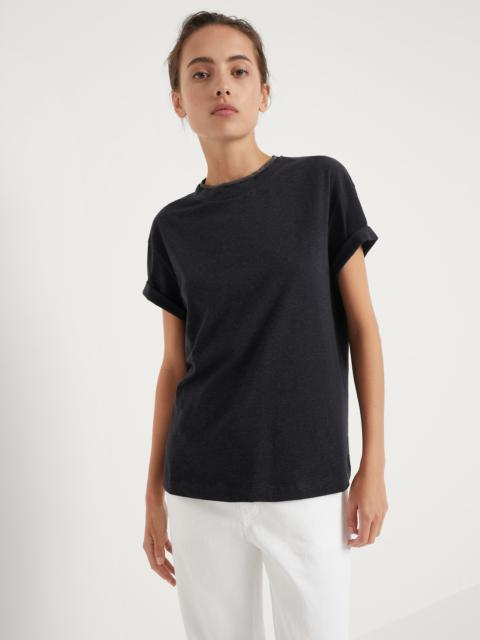 Brunello Cucinelli Stretch cotton jersey T-shirt with precious faux-layering