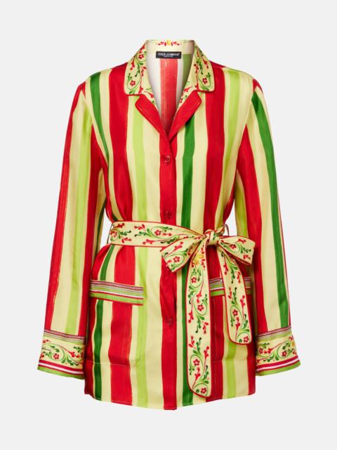 Dolce & Gabbana Belted striped silk shirt