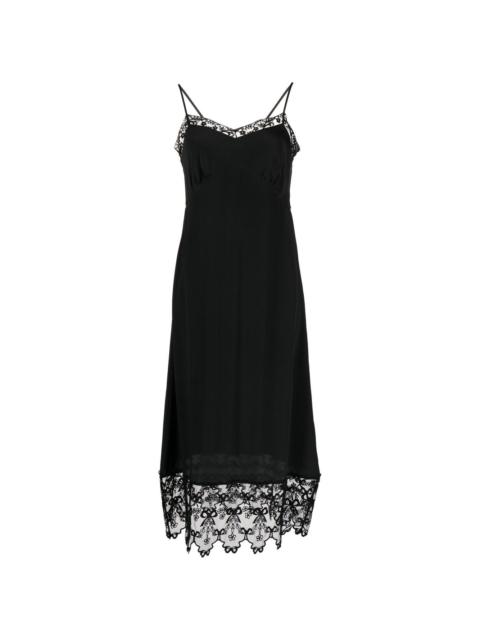 lace-trimmed midi dress