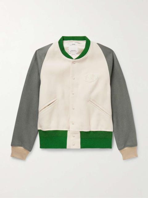 Colour-Block Logo-Appliquéd Wool and Linen-Blend Varsity Jacket
