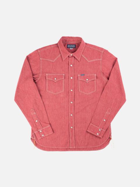 Iron Heart IHSH-289-RED 10oz Mock Twist Selvedge Chambray Western Shirt - Red 'The Salt and Cayenne'