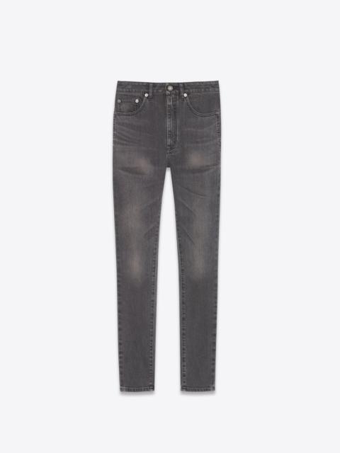 SAINT LAURENT high-rise skinny jeans in grey black stretch denim