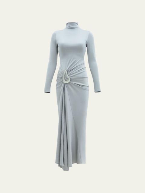 SILVIA TCHERASSI Venus Mock-Neck Draped Backless Ankle Dress