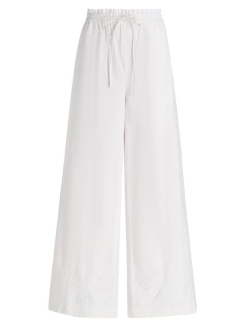 rag & bone Women's Marin Eyelet-Embroidered Cotton Pants - White