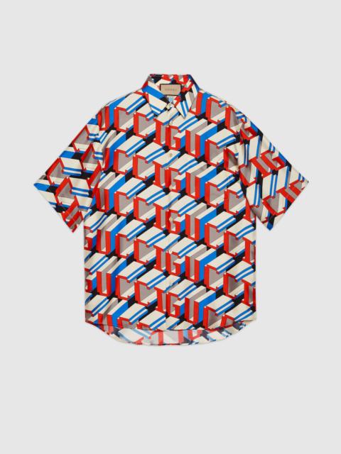 GUCCI Gucci pixel print silk shirt