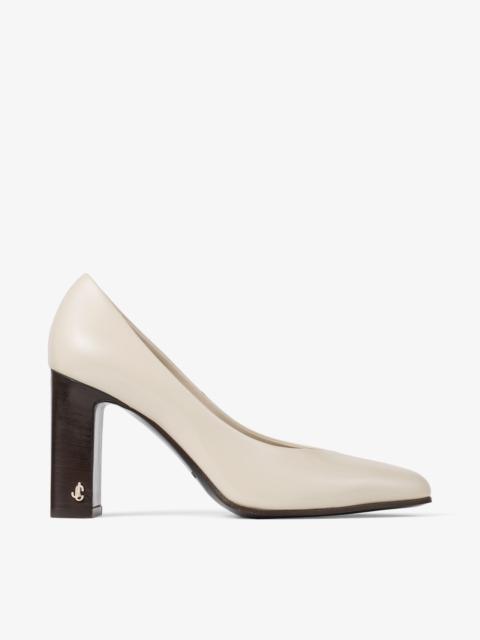 JIMMY CHOO Eyla 85 Bone Polished Calf Leather Pumps