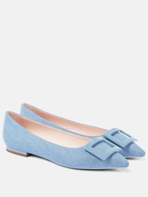 Roger Vivier Gommettine Ball denim ballet flats