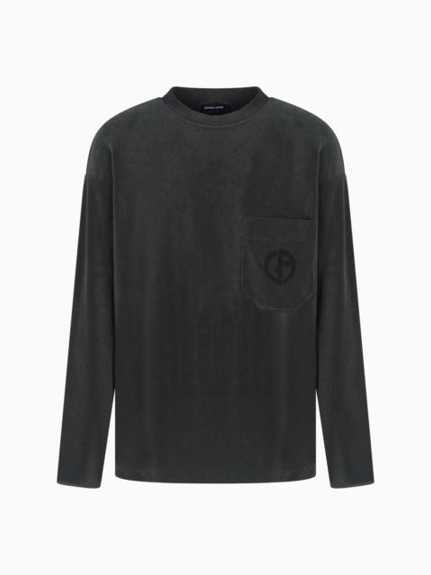 GIORGIO ARMANI COTTON-BLEND CREW-NECK JUMPER
