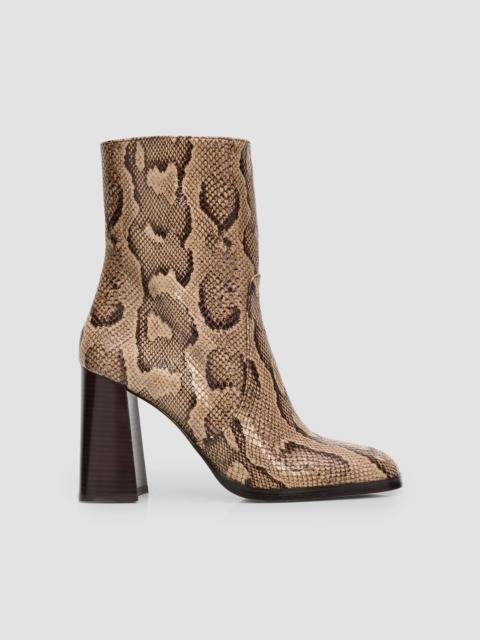 Stuart Weitzman Women's Vera Zip Snake-Embossed Leather Booties - Red