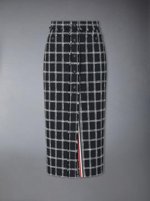 Thom Browne WINDOWPANE HOUNDSTOOTH TWEED SKIRT WITH FRAY EDGE